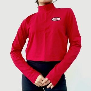 Forever 21 red neck long sleeves crop top